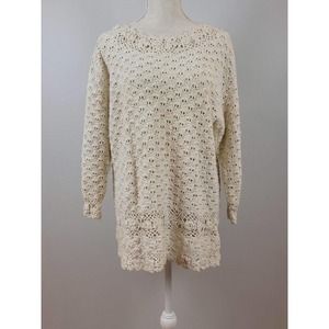 Vintage Shenanigans Ladies Size Medium Knitted By Hand Cream And Gold Sweater